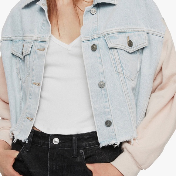 all saints cropped denim jacket
